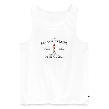Gran Canaria, Relax, Leuchtturm Punta de Sardina - Männer Premium Bio Tank Top - Weiß - Vorne - Michal (187cm)
