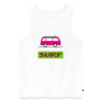 SURFING. FISH. BEACH. SEA. OCEAN. HUMOR. HOLIDAY - Men's Premium Organic Tank Top - white - Front - Michal (187cm)