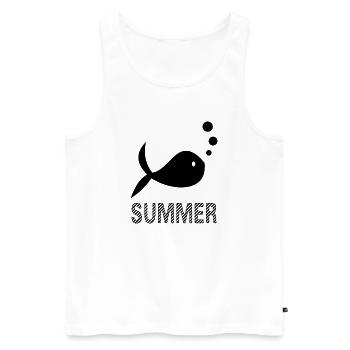 SURFING. FISH. BEACH. SEA. OCEAN. HUMOR. HOLIDAY - Men's Premium Organic Tank Top - white - Front - Michal (187cm)