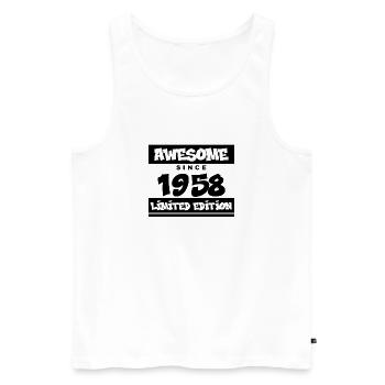 1958 - Jahrgang 1958 - Fantastisch seit 1958 - Männer Premium Bio Tank Top - Weiß - Vorne - AI Model Male 178 light (178cm)