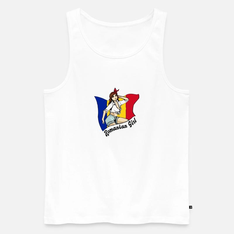 Rumänisches Mädchen Flaggen Design - Männer Premium Bio Tank Top - Weiß