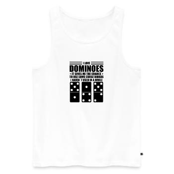 Domino Design - Männer Premium Bio Tank Top - Weiß - Vorne - Michal (187cm)