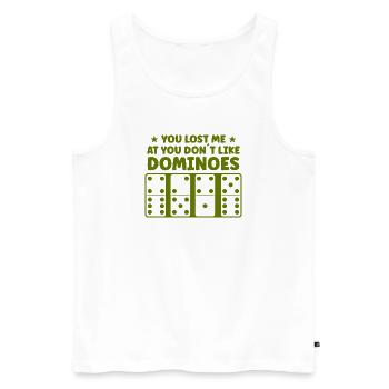 Domino Design - Männer Premium Bio Tank Top - Weiß - Vorne - Michal (187cm)
