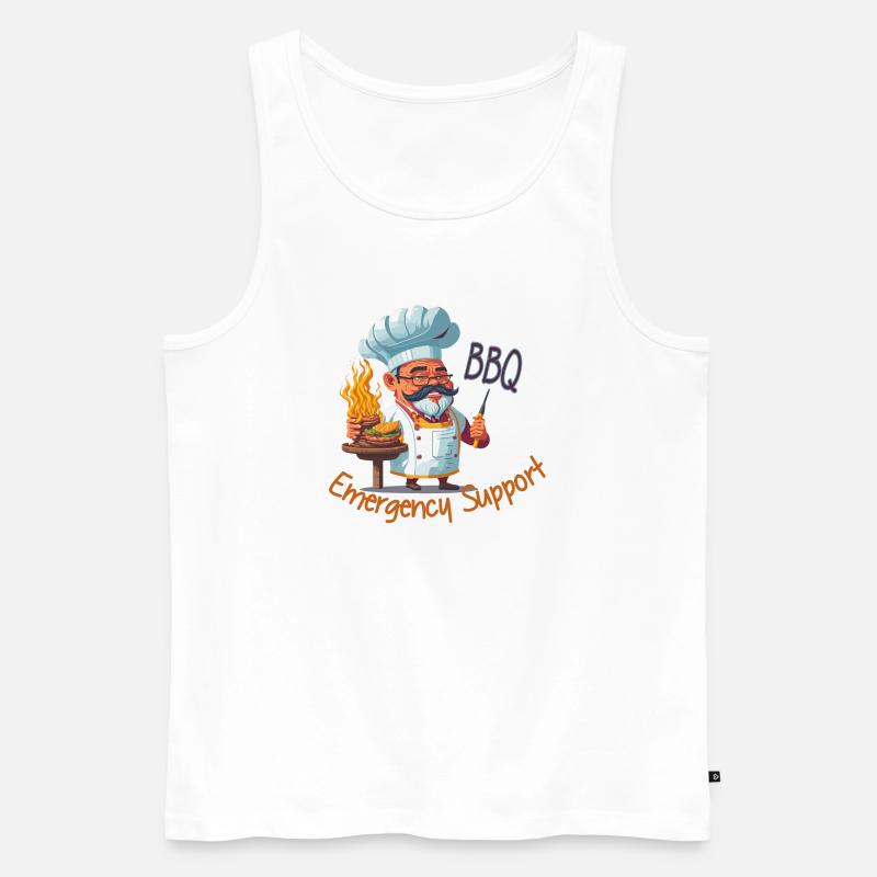 BBQ Notfall Support - Männer Premium Bio Tank Top - Weiß