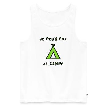 CAMPING. CAMPER. JE PEUX PAS. HUMOUR. VACANCES - Débardeur bio Premium Homme - blanc - Devant - AI Model Male 178 light (178cm)