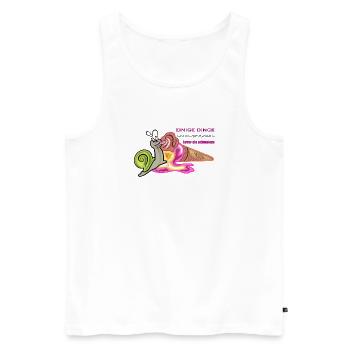 Verspielte Schnecke mit humorvollem Spruch - Männer Premium Bio Tank Top - Weiß - Vorne - Michal (187cm)