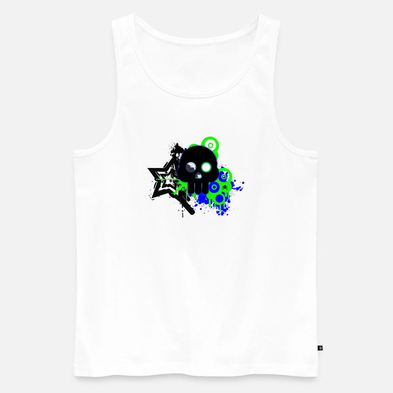 Neon Schädel Spritzer - Männer Premium Bio Tank Top - Weiß