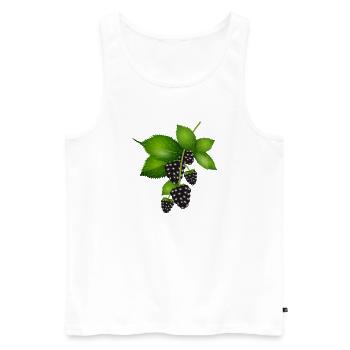 bright dark purple blackberries with leaves - Men's Premium Organic Tank Top - white - Front - AI Model Male 178 light (178cm)