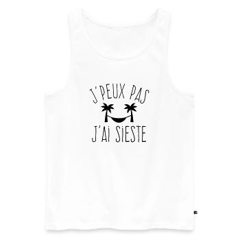 J'peux pas j'ai sieste - Humour repos - Débardeur bio Premium Homme - blanc - Devant - Michal (187cm)