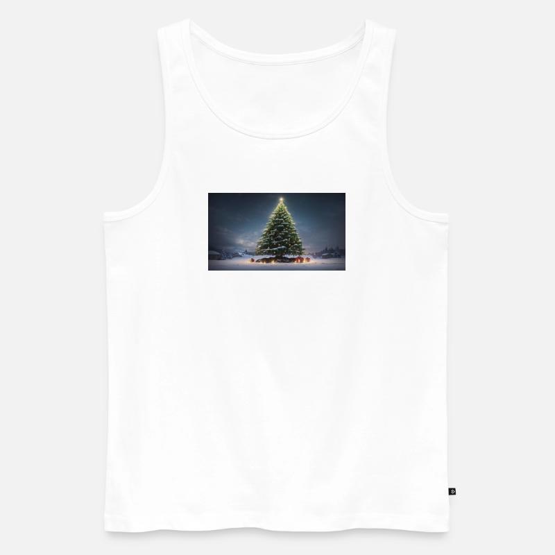 Winterlicher Weihnachtsbaum mit Geschenken - Männer Premium Bio Tank Top - Weiß