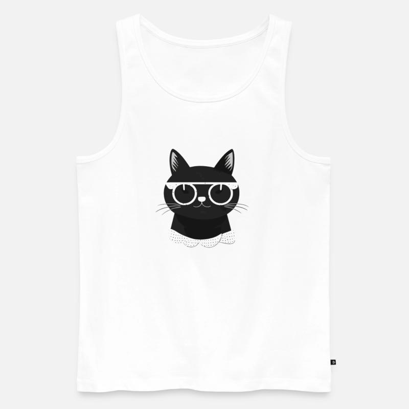 cooles Katzengesicht mit sonnenbrille - Männer Premium Bio Tank Top - Weiß