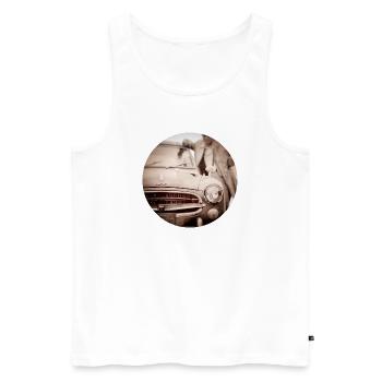 Vintage Autopalette Design in Sepia Tones - Männer Premium Bio Tank Top - Weiß - Vorne - Michal (187cm)