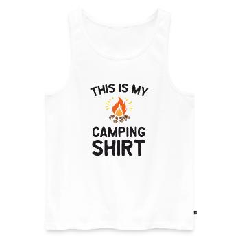 Das ist mein Camping-Shirt - Männer Premium Bio Tank Top - Weiß - Vorne - Michal (187cm)
