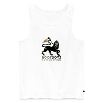 RootBoys outa Babylon - Débardeur bio Premium Homme - blanc - Devant - AI Model Male 178 light (178cm)