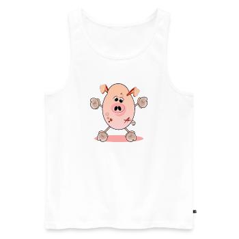PIGGY - ILLUSTRATIONS D’ANIMAUX PORCELETS - TRUIE - Débardeur bio Premium Homme - blanc - Devant - Michal (187cm)