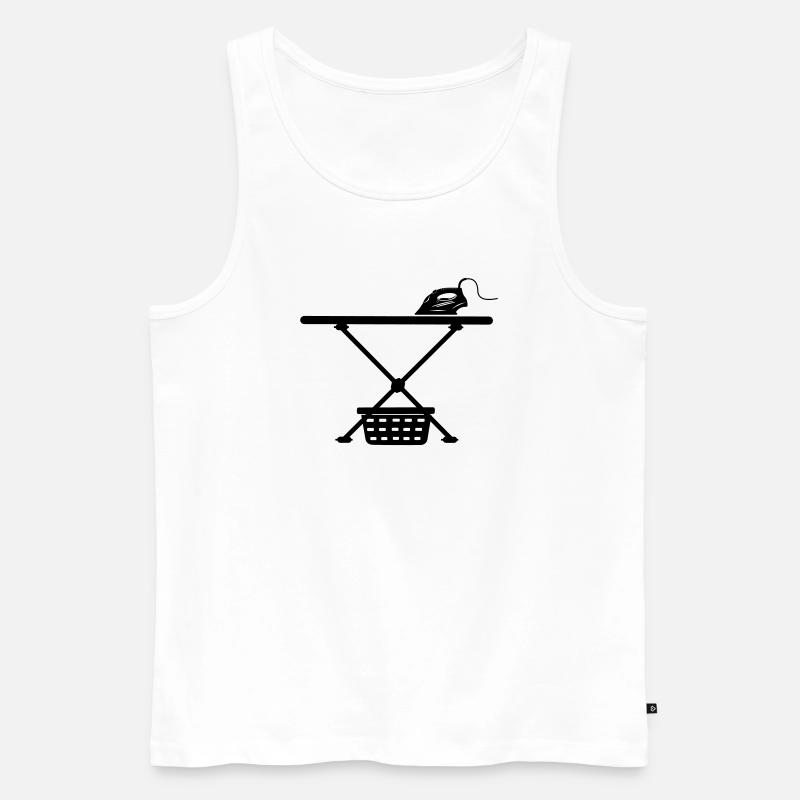 Eisen Srichplak und Wäschekorb - Männer Premium Bio Tank Top - Weiß