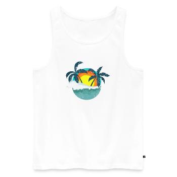Tropical Sunset Palms Island - Men's Premium Organic Tank Top - white - Front - Michal (187cm)