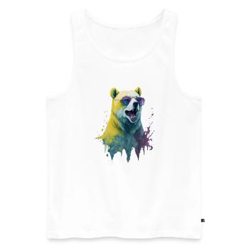 Cool polar bear with sunglasses, portrait - Men's Premium Organic Tank Top - white - Front - AI Model Male 178 light (178cm)