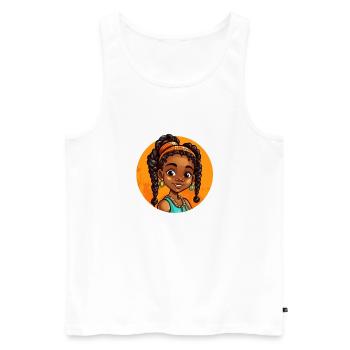 Elegant Afro-Heroine Illustration - Men's Premium Organic Tank Top - white - Front - AI Model Male 178 light (178cm)