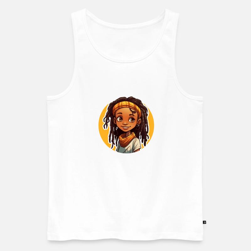 Lässiger Dreadlocks-Stil mit bunter Kopfbedeckung - Männer Premium Bio Tank Top - Weiß