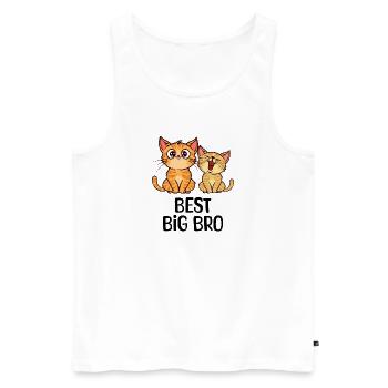 Chat Big Brother Déclaration Bro Frère Amour - Débardeur bio Premium Homme - blanc - Devant - AI Model Male 178 light (178cm)