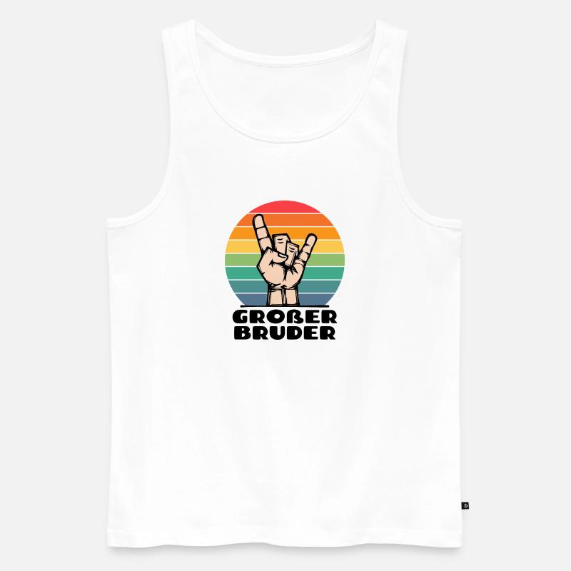 Stolzer Großer Bruder Statement Bruderherz - Männer Premium Bio Tank Top - Weiß