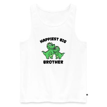 Dino Frère et sœur Amour Big Brother Déclaration - Débardeur bio Premium Homme - blanc - Devant - AI Model Male 178 light (178cm)