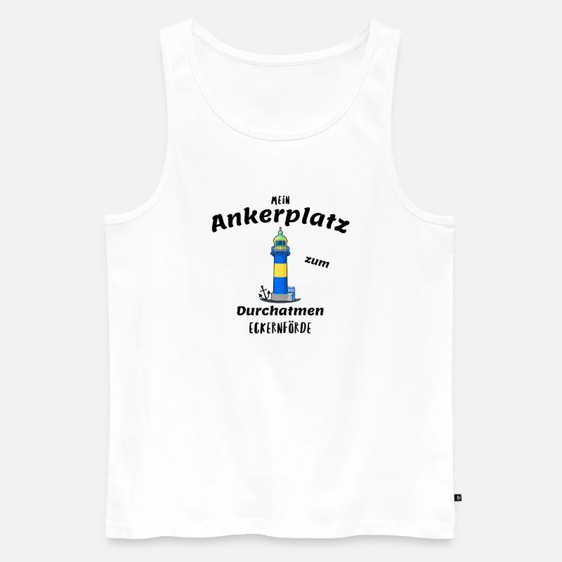 Alter Leuchtturm Eckernförde, Ankerplatz - Männer Premium Bio Tank Top - Weiß