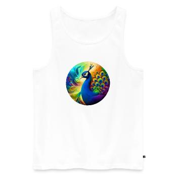 Pfau - Männer Premium Bio Tank Top - Weiß - Vorne - AI Model Male 178 light (178cm)