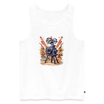 Retro Film Kamera - Männer Premium Bio Tank Top - Weiß - Vorne - Michal (187cm)