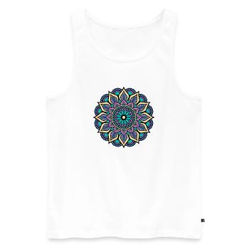 Mandala - Grün Blau Gelb Pink Indisches Mandala - Männer Premium Bio Tank Top - Weiß - Vorne - AI Model Male 178 light (178cm)