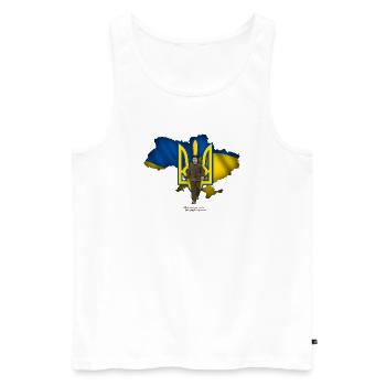 Ukraine outline trident Zelensky - Men's Premium Organic Tank Top - white - Front - Michal (187cm)