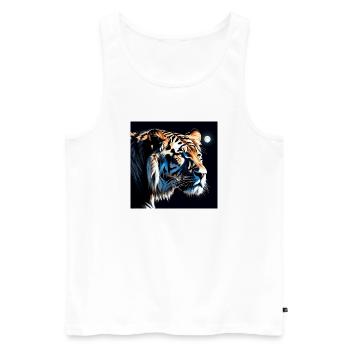 Mondlicht Tiger Neonkunst - Männer Premium Bio Tank Top - Weiß - Vorne - Michal (187cm)
