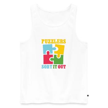 Puzzlers sort it out - Männer Premium Bio Tank Top - Weiß - Vorne - Michal (187cm)