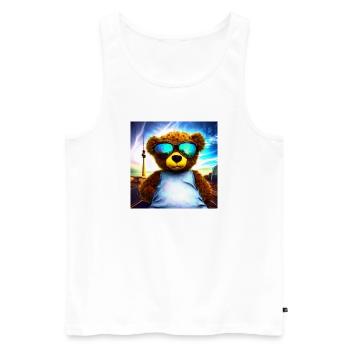 Teddy in Berlin I - Männer Premium Bio Tank Top - Weiß - Vorne - Michal (187cm)