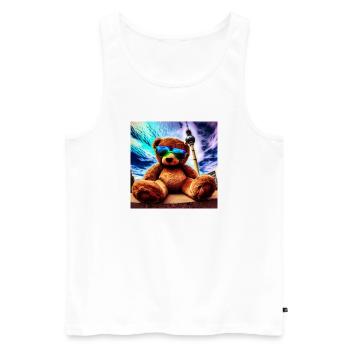 Teddy in Berlin II - Männer Premium Bio Tank Top - Weiß - Vorne - AI Model Male 178 light (178cm)