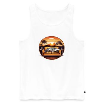 Alligator on sofa - Men's Premium Organic Tank Top - white - Front - AI Model Male 178 light (178cm)