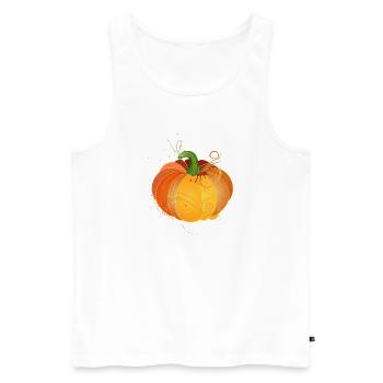 orangefarbener Kürbis in herbstliche Farben - Männer Premium Bio Tank Top - Weiß - Vorne - AI Model Male 178 light (178cm)