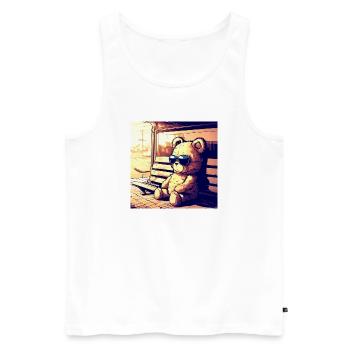 Teddy waiting Manga - Männer Premium Bio Tank Top - Weiß - Vorne - Michal (187cm)