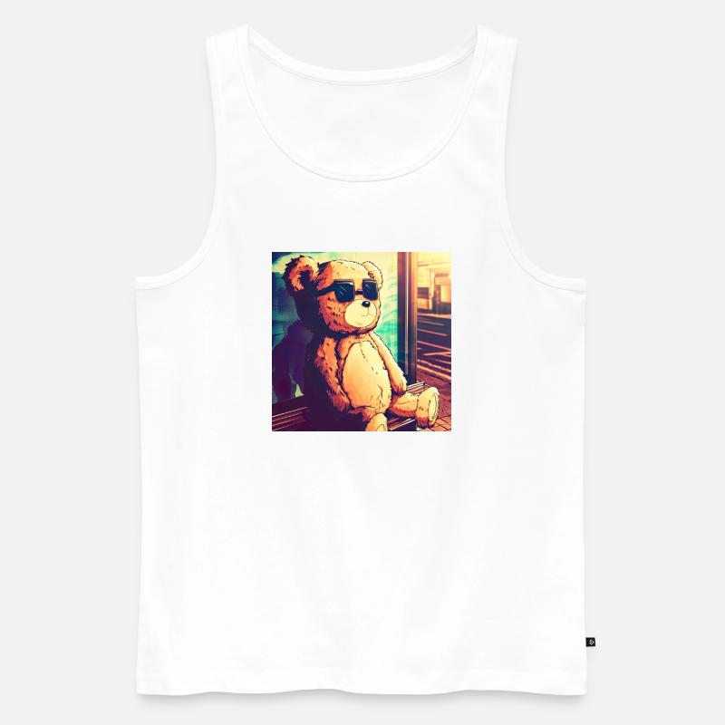 Teddy on Bus - Männer Premium Bio Tank Top - Weiß