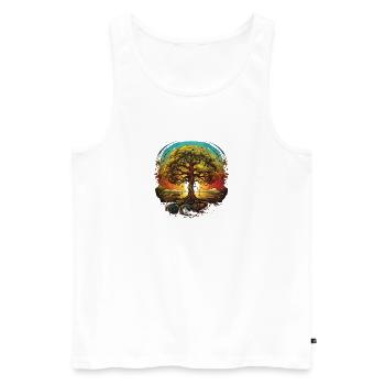 Lebensbaum Im Sonnenuntergang Nature Shirt - Männer Premium Bio Tank Top - Weiß - Vorne - Michal (187cm)