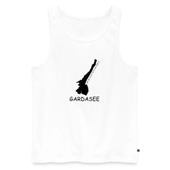 Gardasee Koordinaten - Männer Premium Bio Tank Top - Weiß - Vorne - AI Model Male 178 light (178cm)