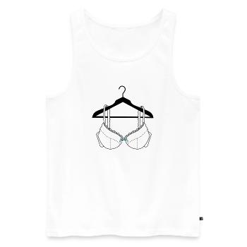 Soutien-gorge blanc avec nœud bleu sur cintre - Débardeur bio Premium Homme - blanc - Devant - AI Model Male 178 light (178cm)