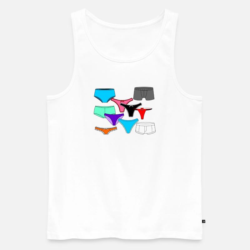 Dessous-Logo mit Slip und Unterhose - Männer Premium Bio Tank Top - Weiß