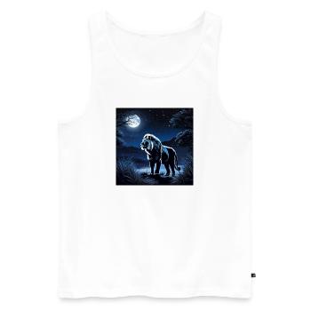 Blauer Mondlöwe in Nachtwald - Männer Premium Bio Tank Top - Weiß - Vorne - Michal (187cm)