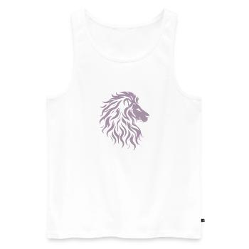 Silhouette majestueuse de tête de lion - Débardeur bio Premium Homme - blanc - Devant - Michal (187cm)