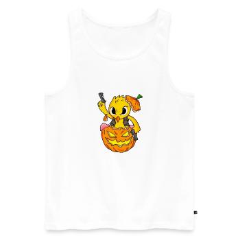 Une nana d’Halloween explose une citrouille drôle - Débardeur bio Premium Homme - blanc - Devant - Michal (187cm)
