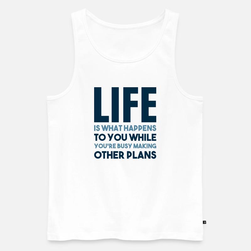 Das Leben passiert - Männer Premium Bio Tank Top - Weiß