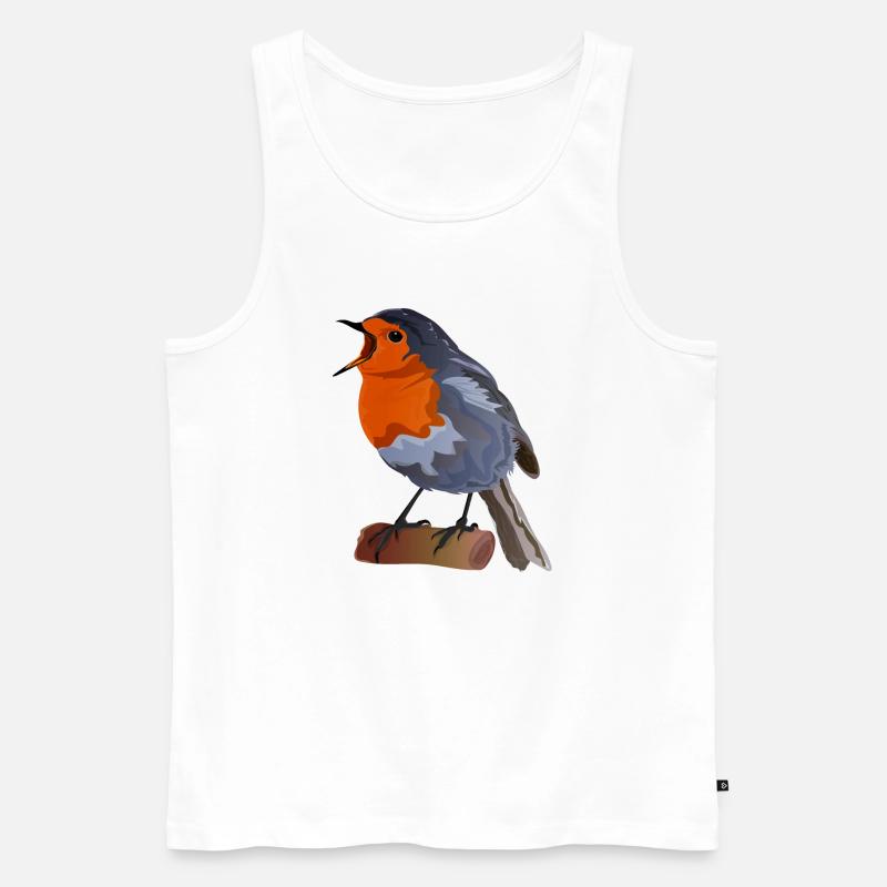 Robin Bird Illustration über Textil - Männer Premium Bio Tank Top - Weiß