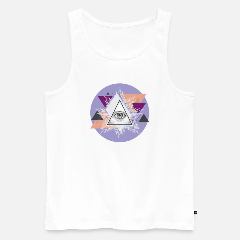 Geometric Triangular Eye with Auras - Men's Premium Organic Tank Top - white